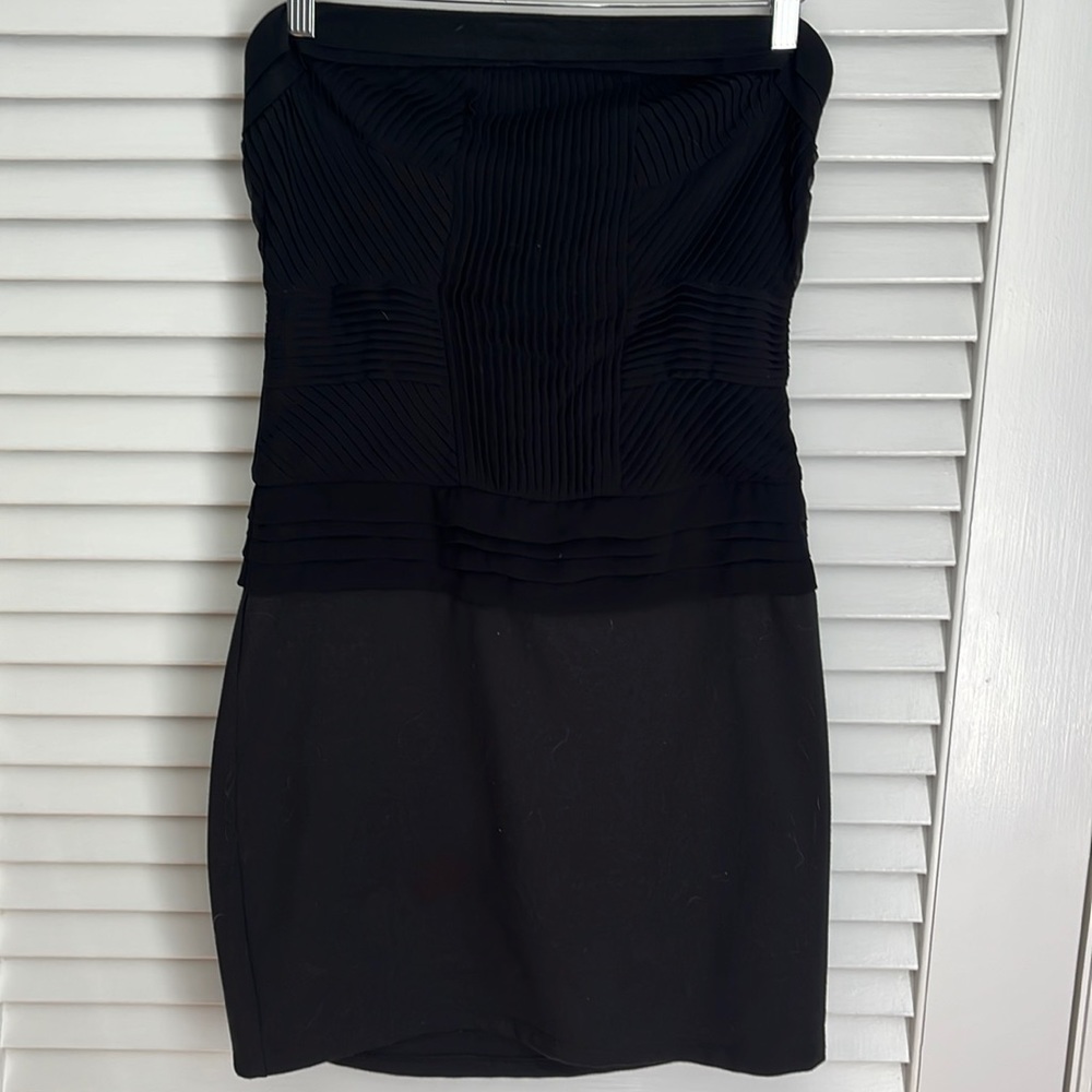 Y2K Forever 21 Mixed Media 2 in 1 Strapless Pleat Dress Chiffon Jersey sz M
